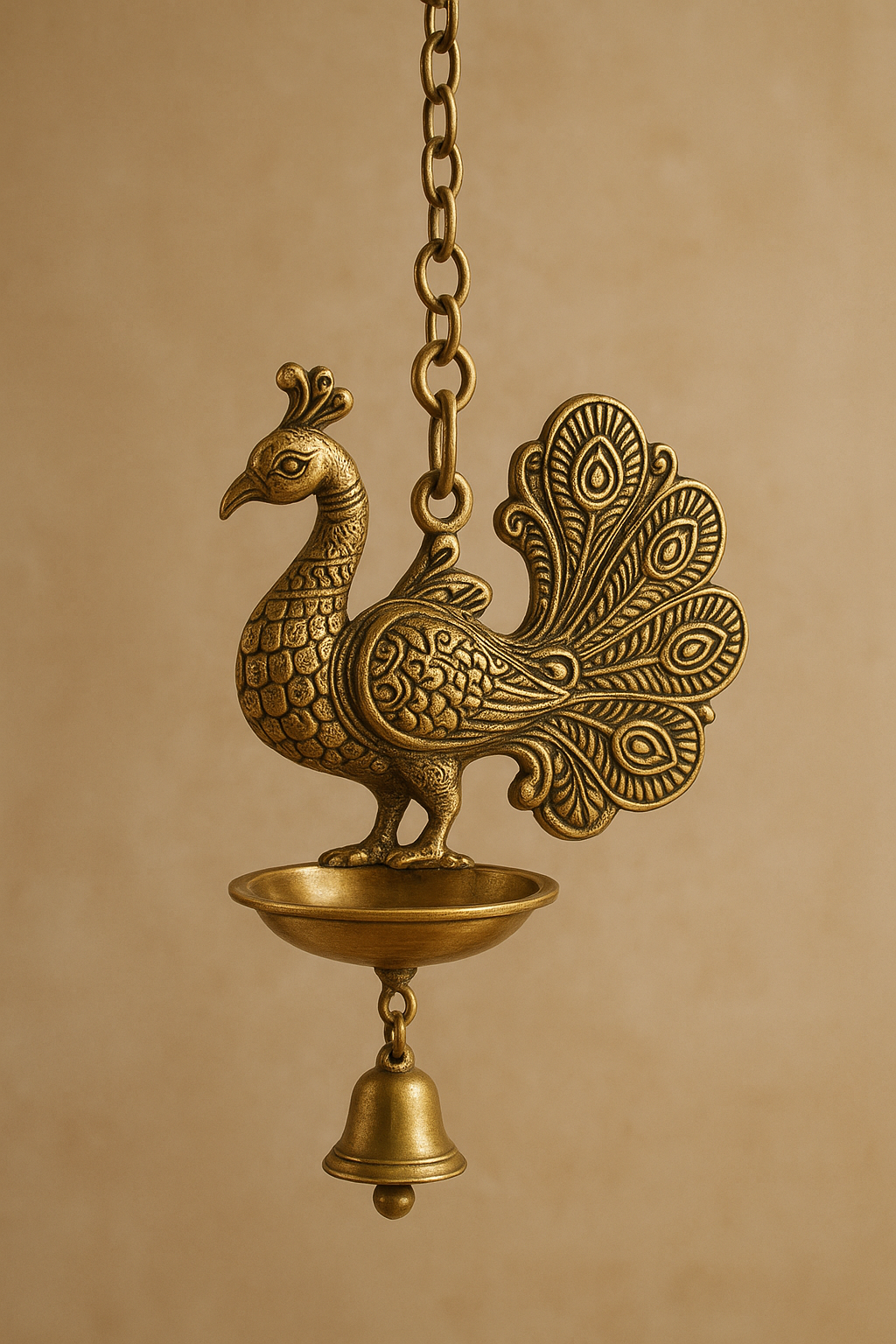 Annapakshi Hanging Diya Lamp With Bell Brass