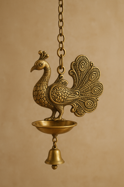 Annapakshi Hanging Diya Lamp With Bell Brass