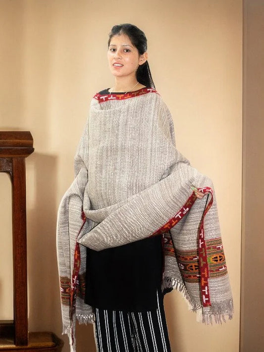 HimalayanKraft Hand Woven Kullu Handloom Pure Woolen Shawl