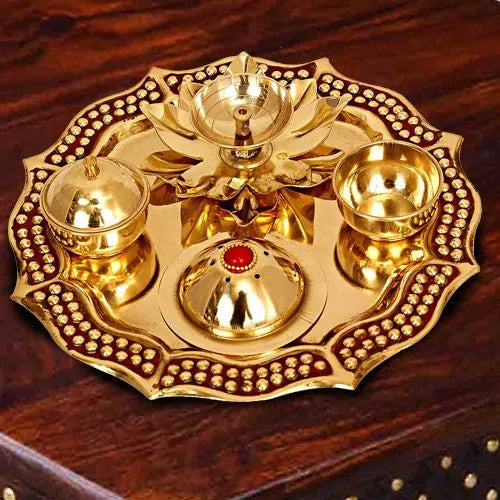 Pichai Decorative Golden Pooja Thali