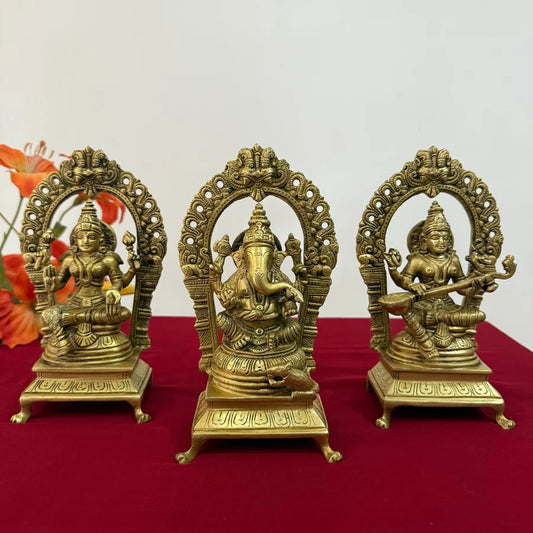 Lakshmi Ganesh Saraswati Brass Idol