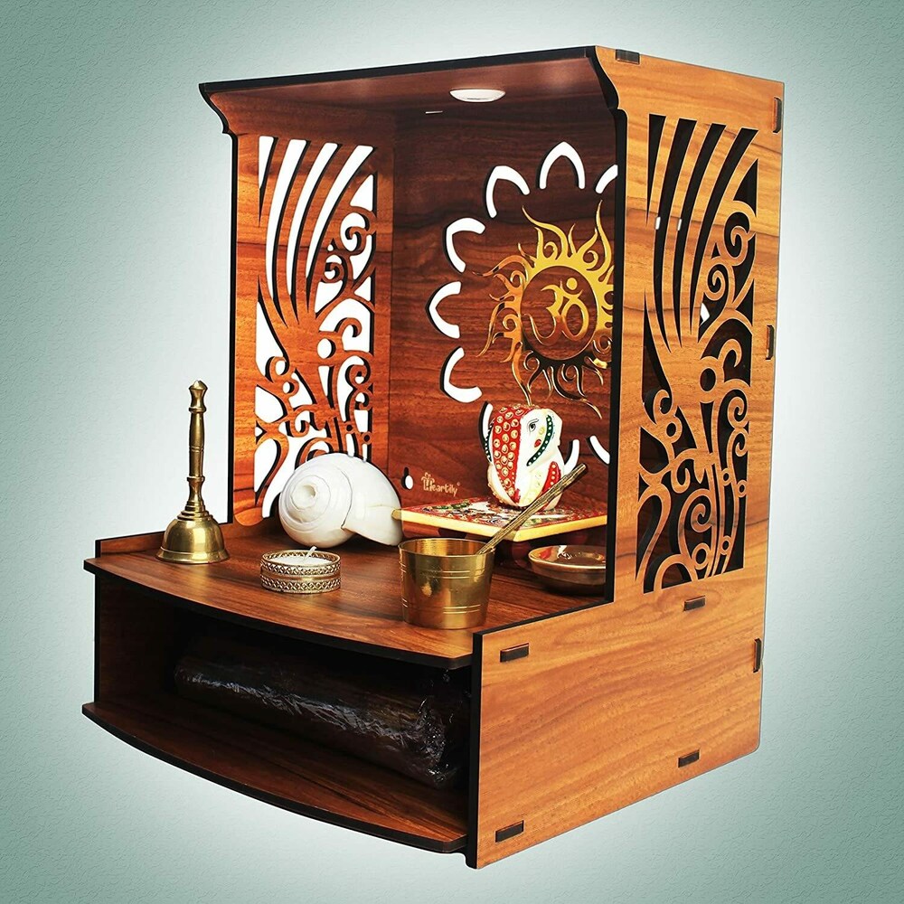 Heartily® Shree Beautiful Wooden Pooja Stand