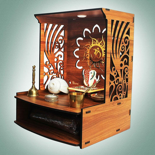 Heartily® Shree Beautiful Wooden Pooja Stand