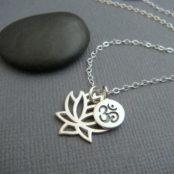 Silver Lotus Pendant Necklace