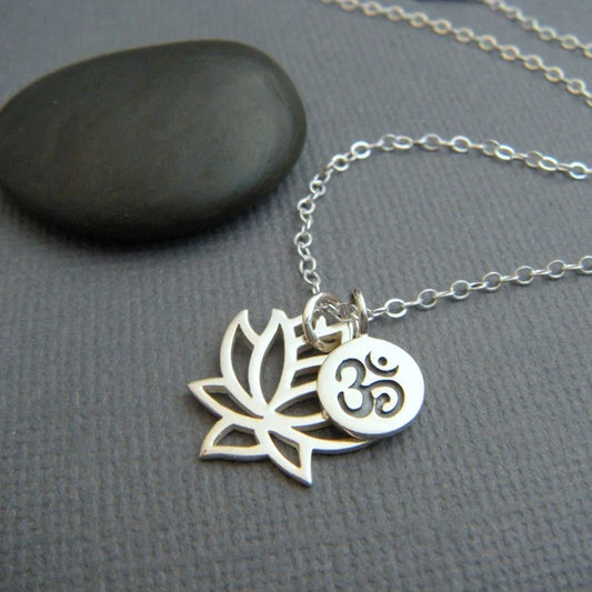 Silver Lotus Pendant Necklace