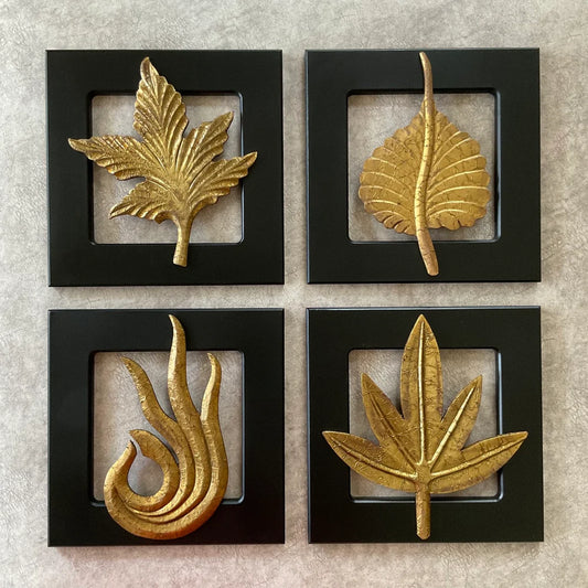 Brass Leaf Wall Hanging (Set of 4)