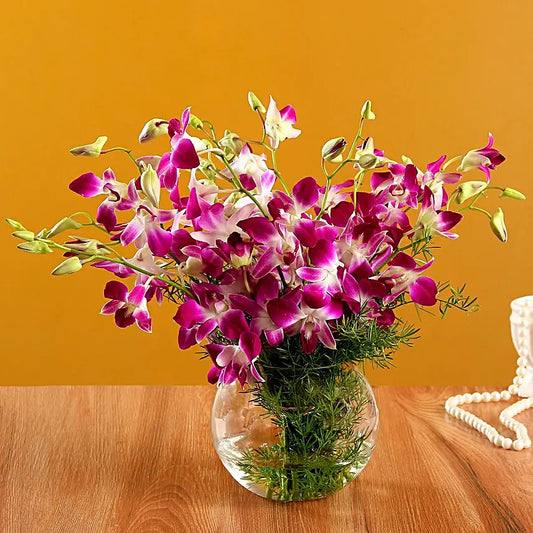 Bedazzled Orchids & Roses Vase Arrangement